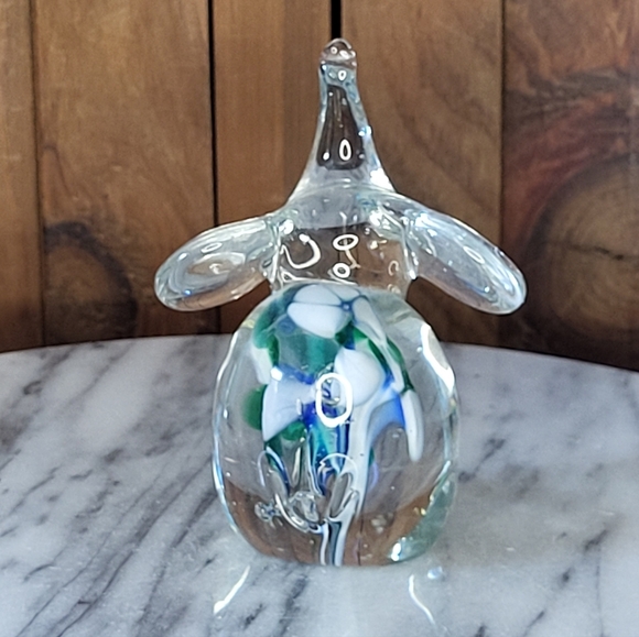 Glass Elephant Figurine with Blue and Green Accents - Picture 10 of 13